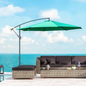10 ft. Cantilever Patio Garden Parasol Hanging Umbrella - Green