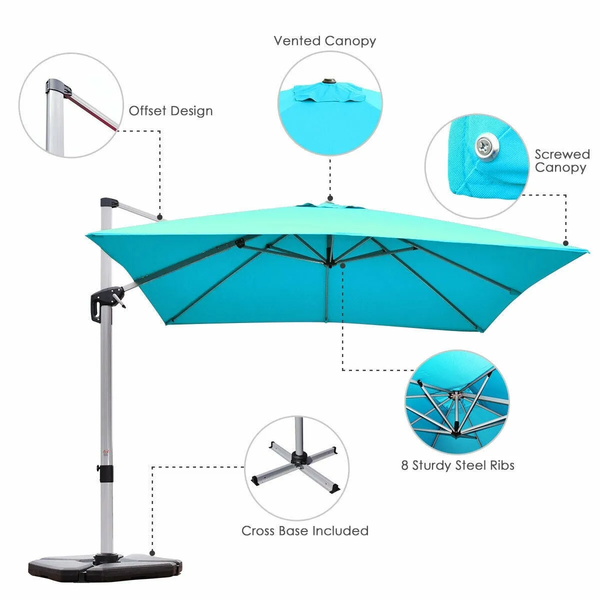 10ft Square Patio Umbrella - Blue