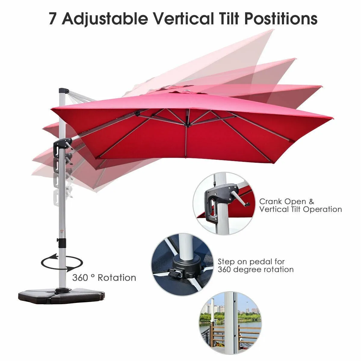 10ft Square Patio Umbrella - Burgundy