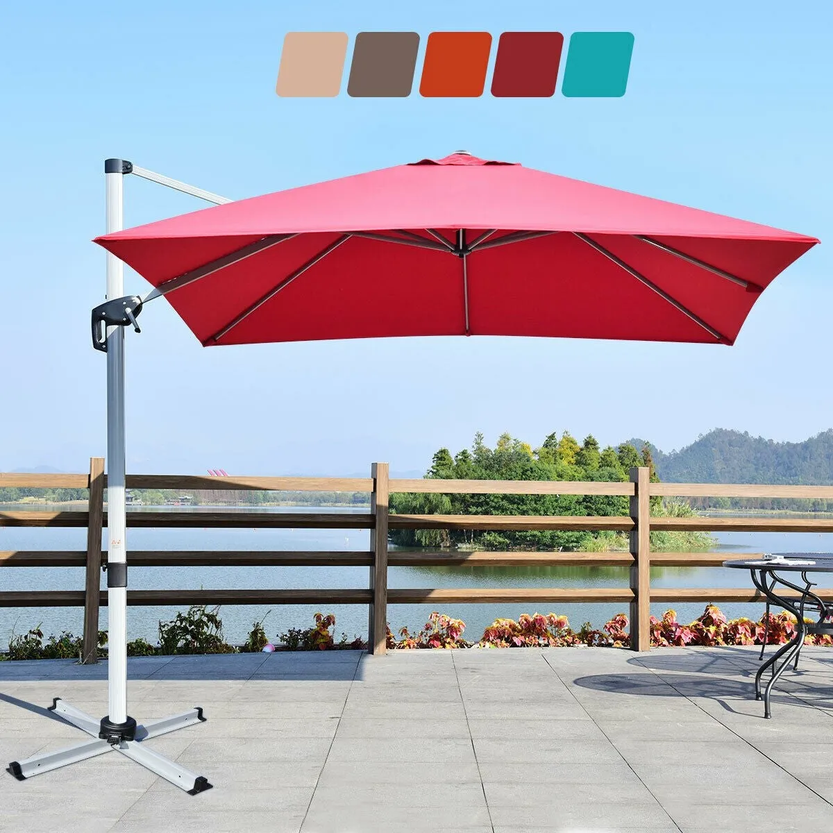 10ft Square Patio Umbrella - Burgundy