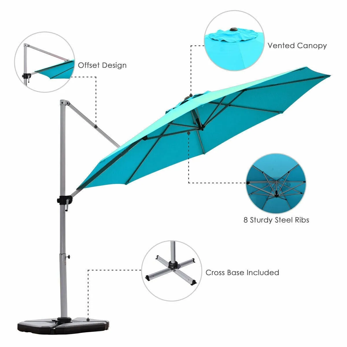11ft Patio Offset Cantilever Umbrella - Blue