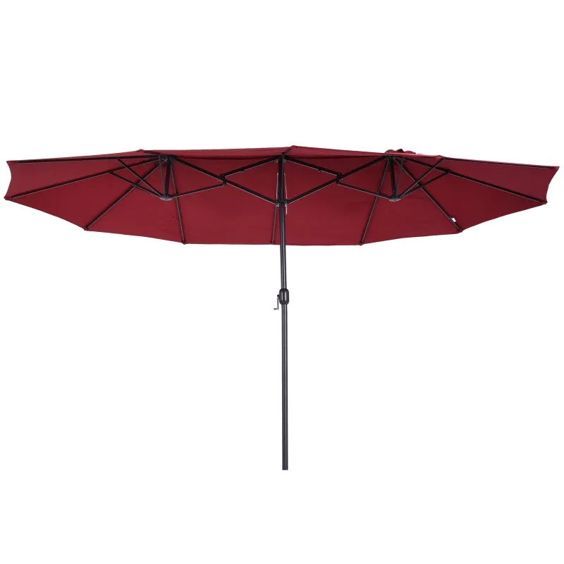 15' Outdoor Patio Umbrella with Twin Canopy - Red