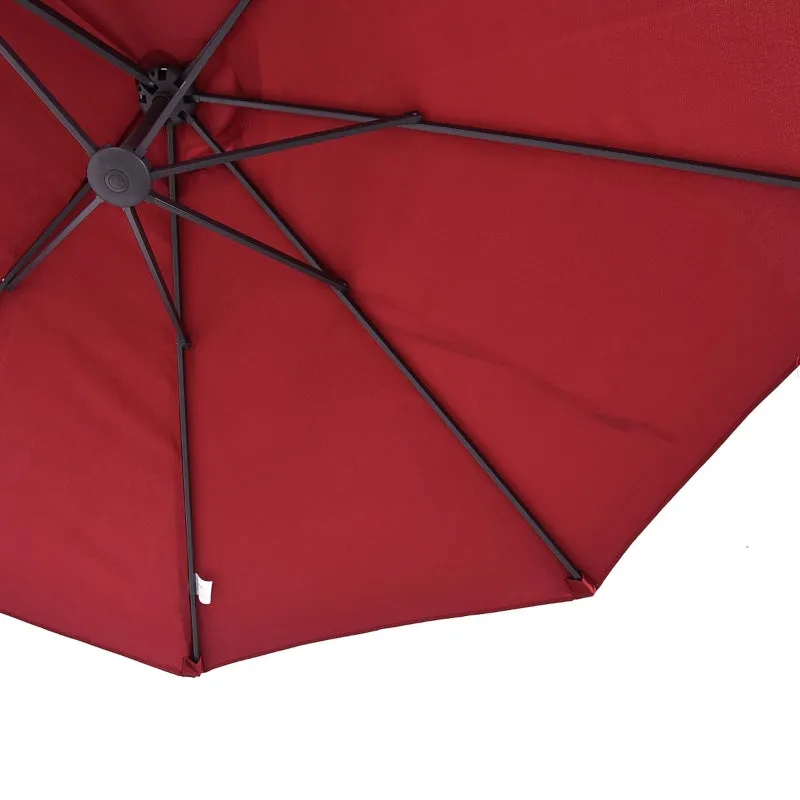 15' Outdoor Patio Umbrella with Twin Canopy - Red