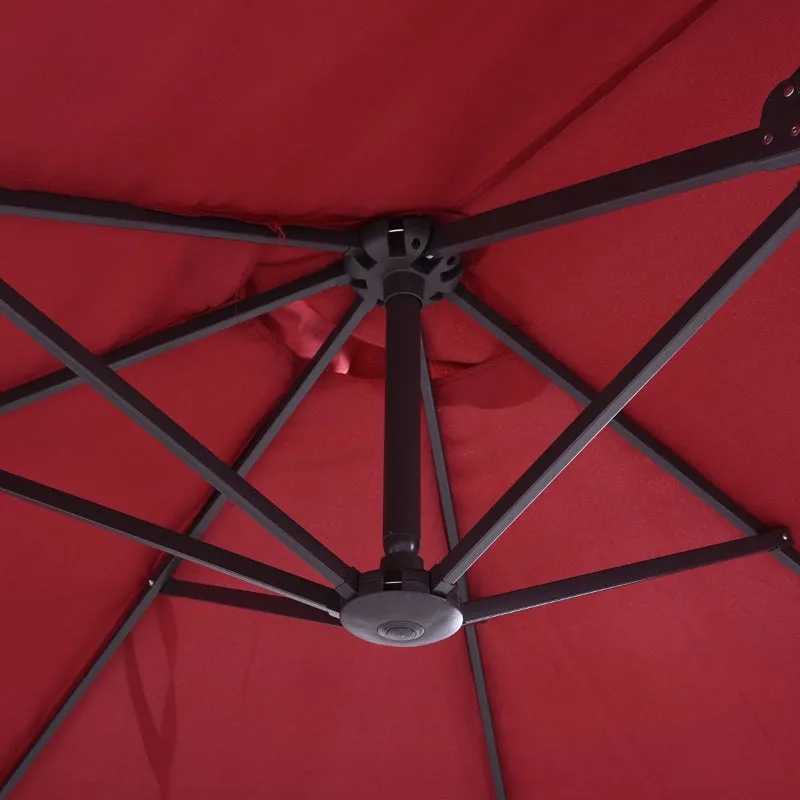 15' Outdoor Patio Umbrella with Twin Canopy - Red
