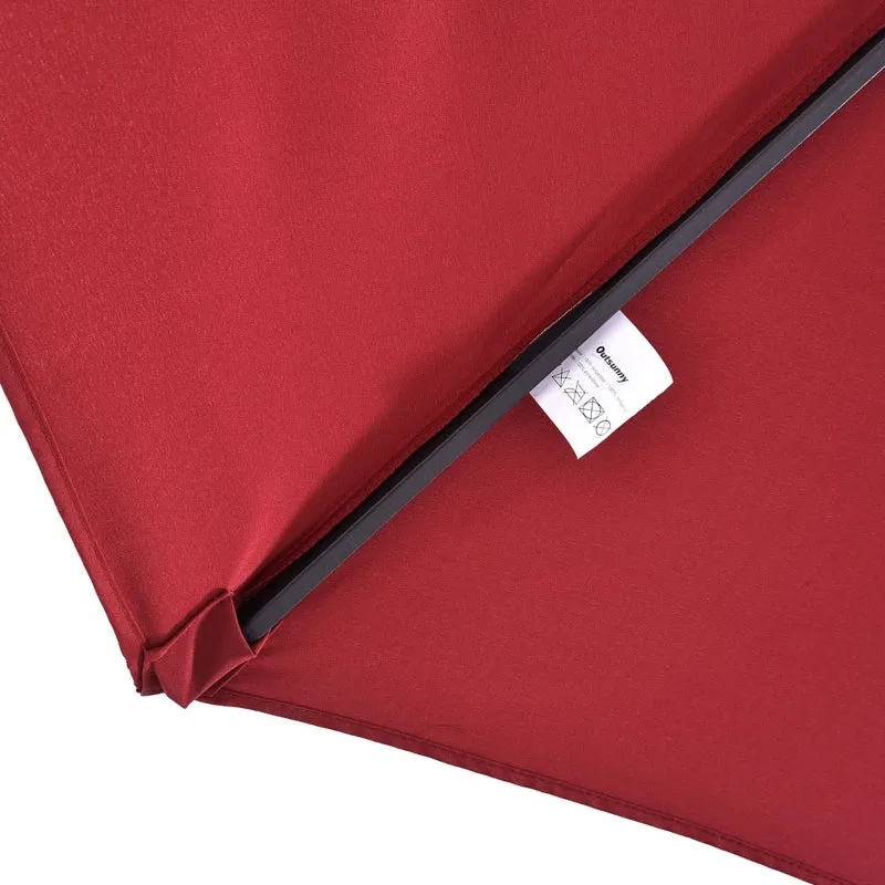 15' Outdoor Patio Umbrella with Twin Canopy - Red