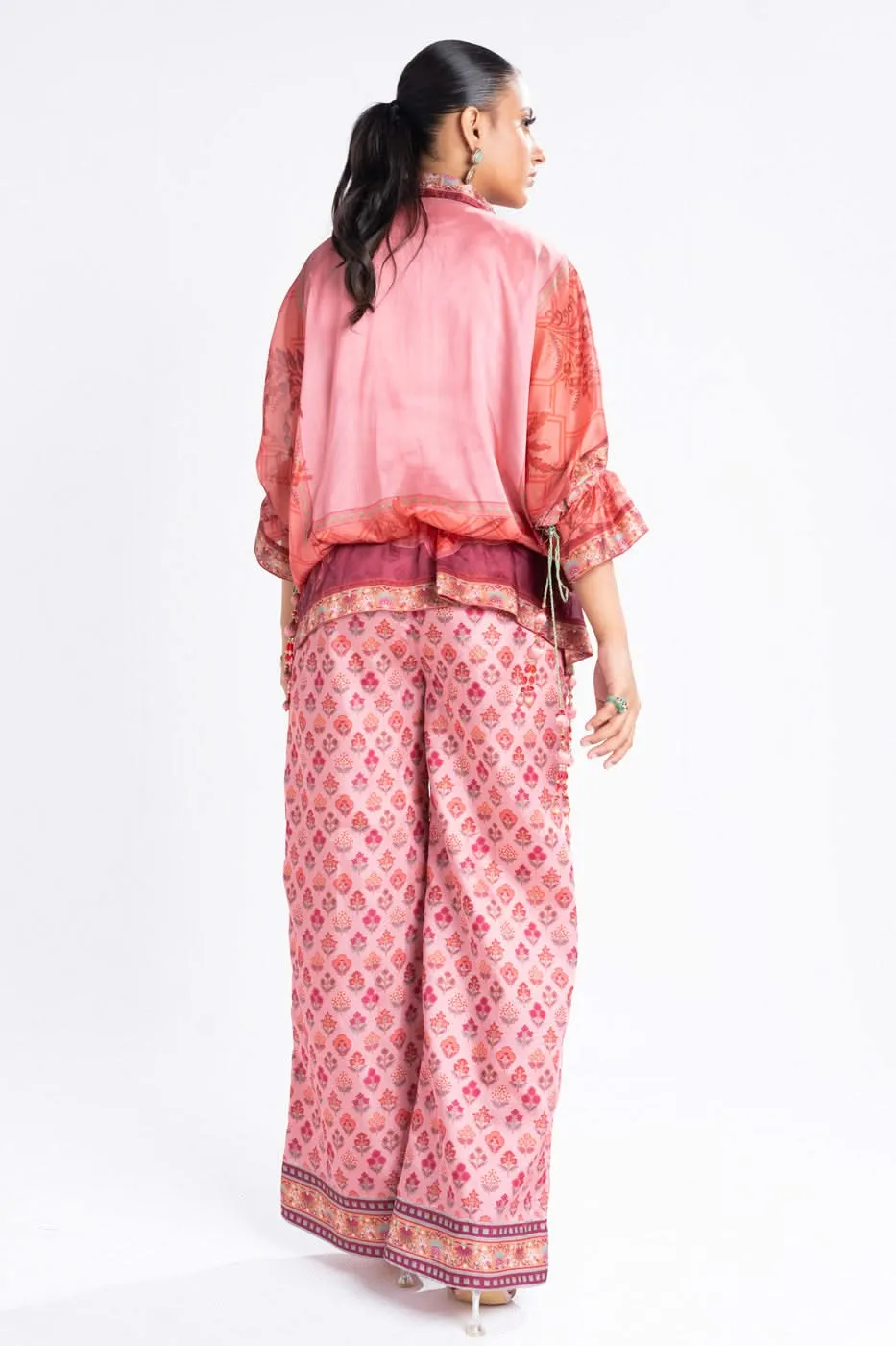 3 Piece Printed Chamois Silk Suit With Printed Tissue Silk Dupatta
