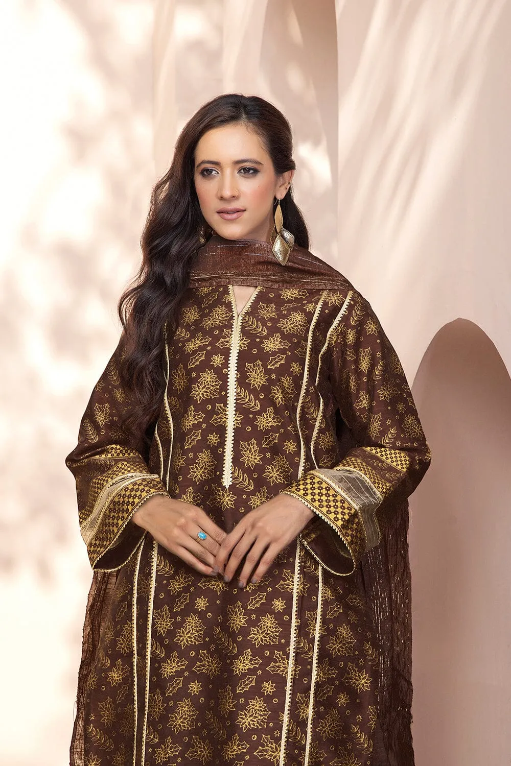 3PC Unstitched Printed Faux Silk Suit KFS-2330