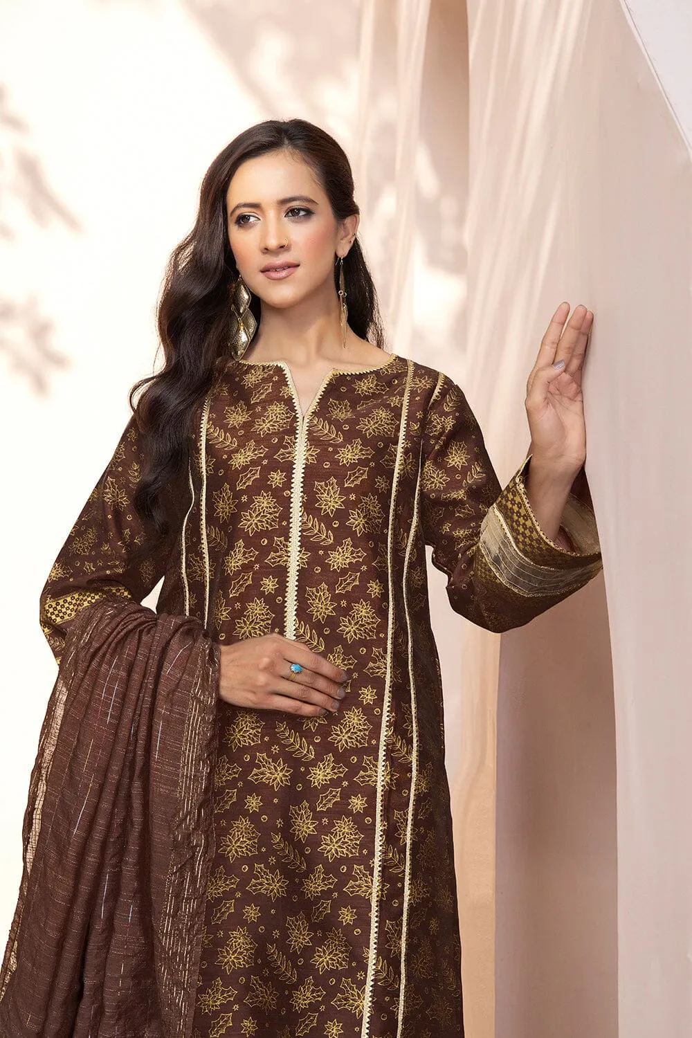 3PC Unstitched Printed Faux Silk Suit KFS-2330