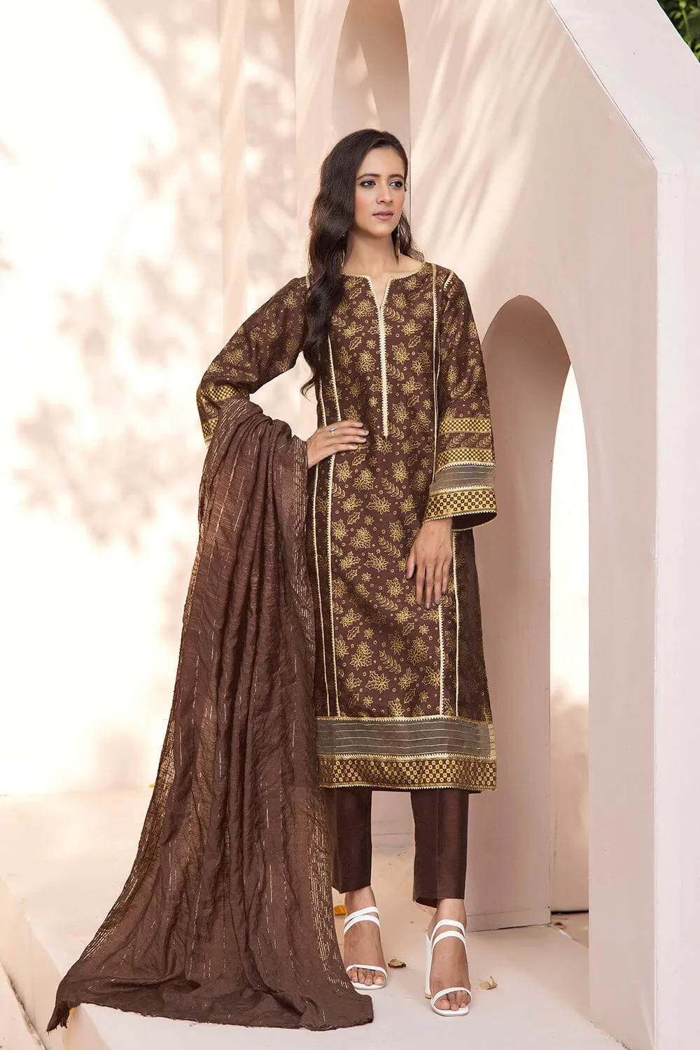3PC Unstitched Printed Faux Silk Suit KFS-2330