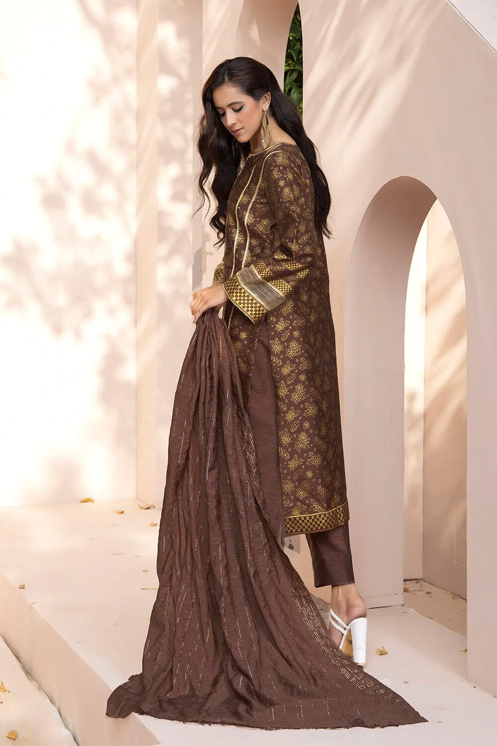3PC Unstitched Printed Faux Silk Suit KFS-2330