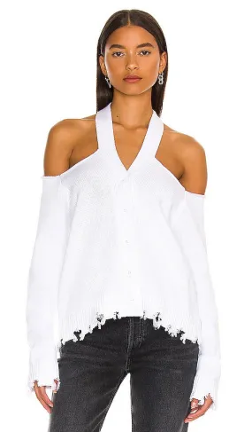 525 Cut Out Cardigan in White