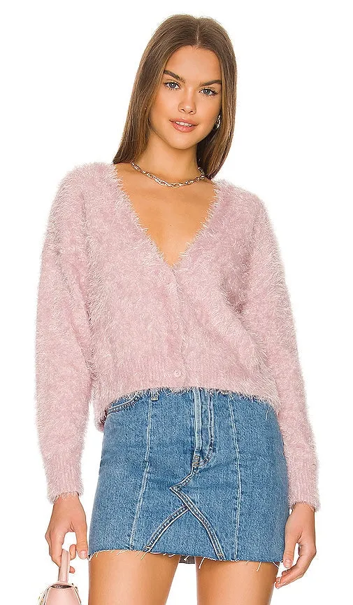 525 Eyelash Cardigan in Rose