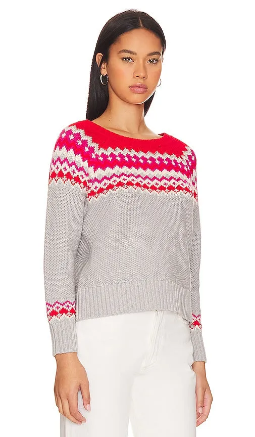 525 Jen Fair Isle Pullover Sweater in Grey,Red