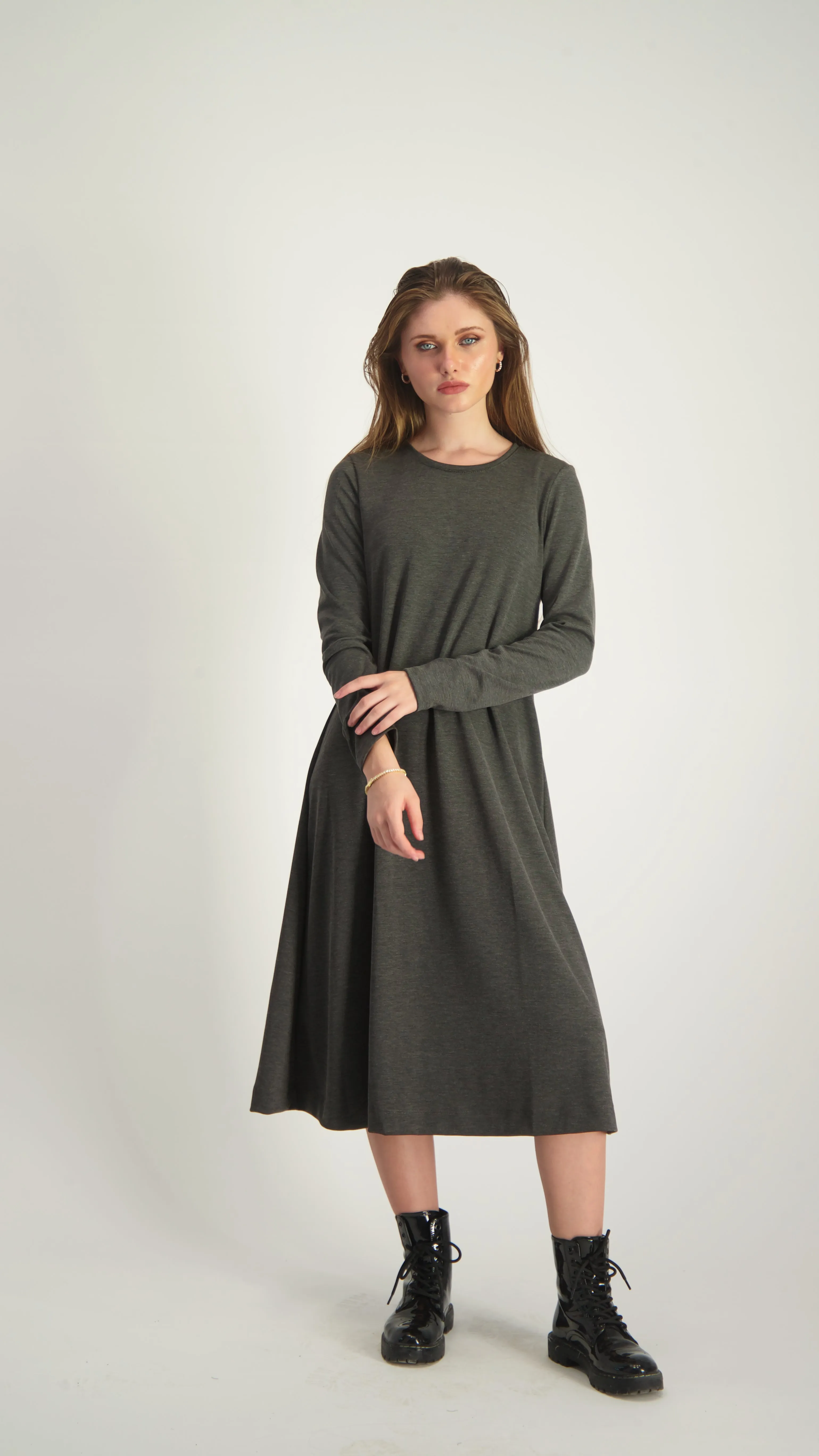 A-Line Cotton Dress / Grey