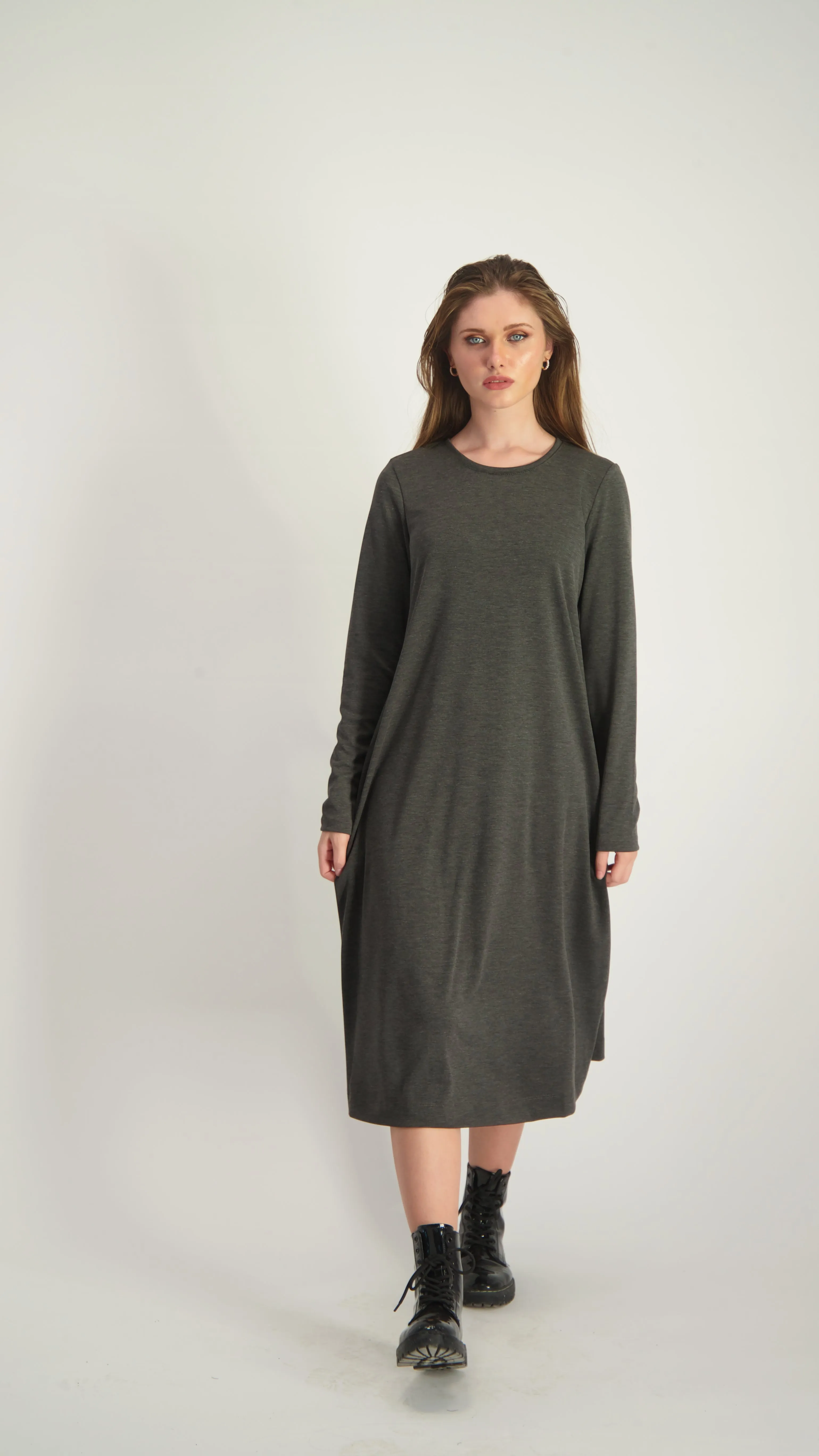 A-Line Cotton Dress / Grey