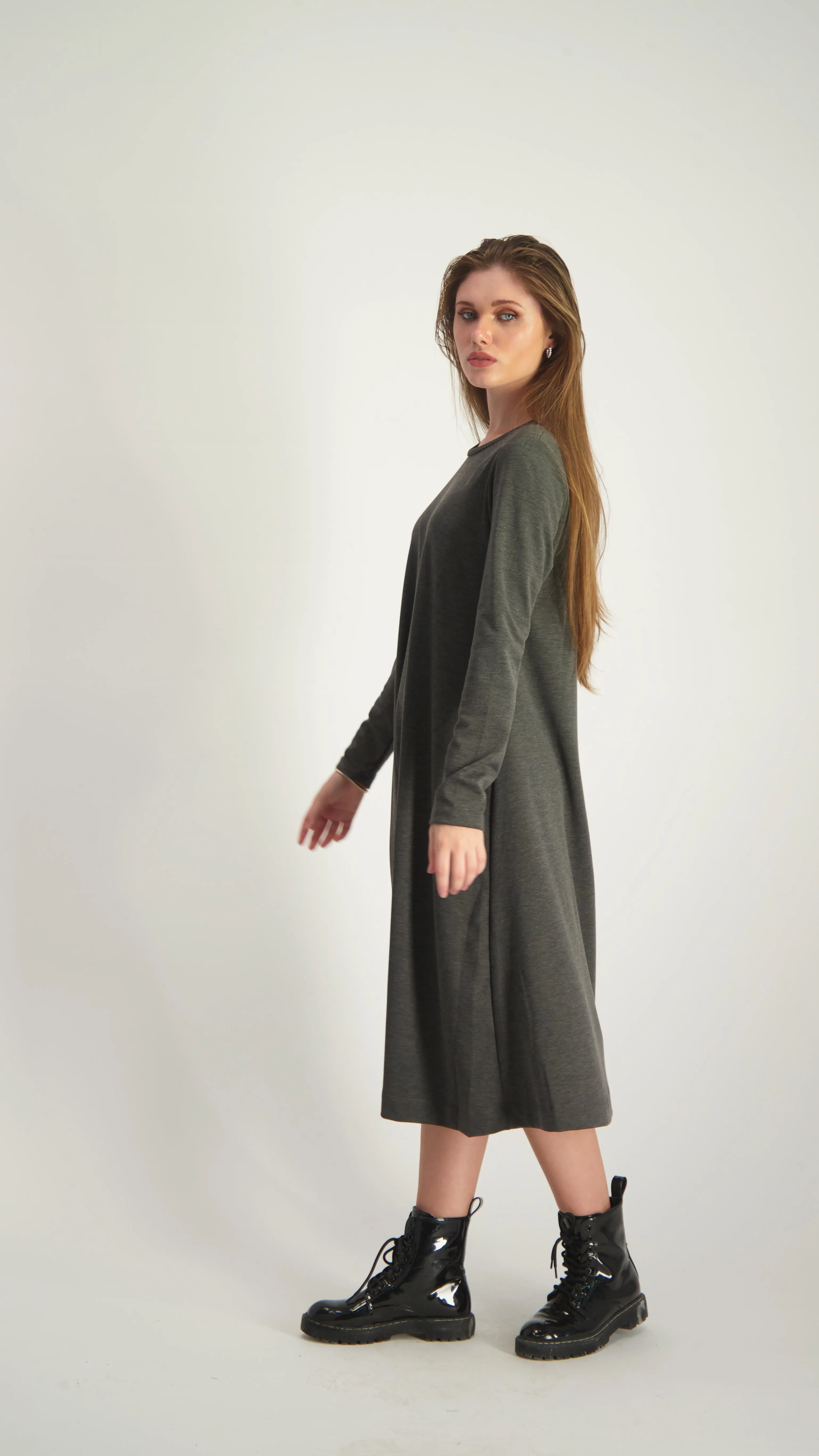 A-Line Cotton Dress / Grey