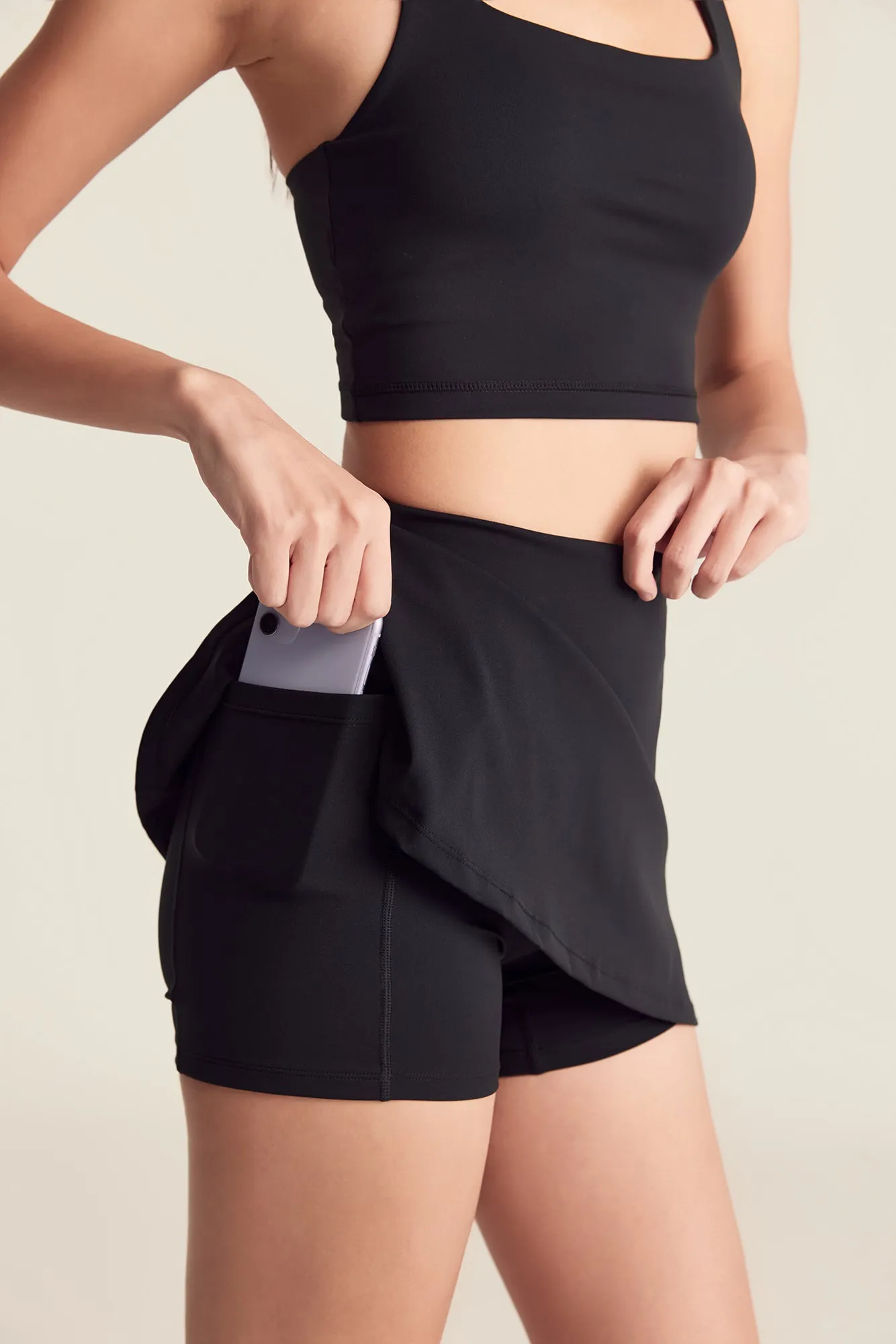 A-Line Skort in Black Sesame