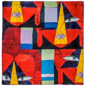 Abstract Buddha - Square Silk Scarf