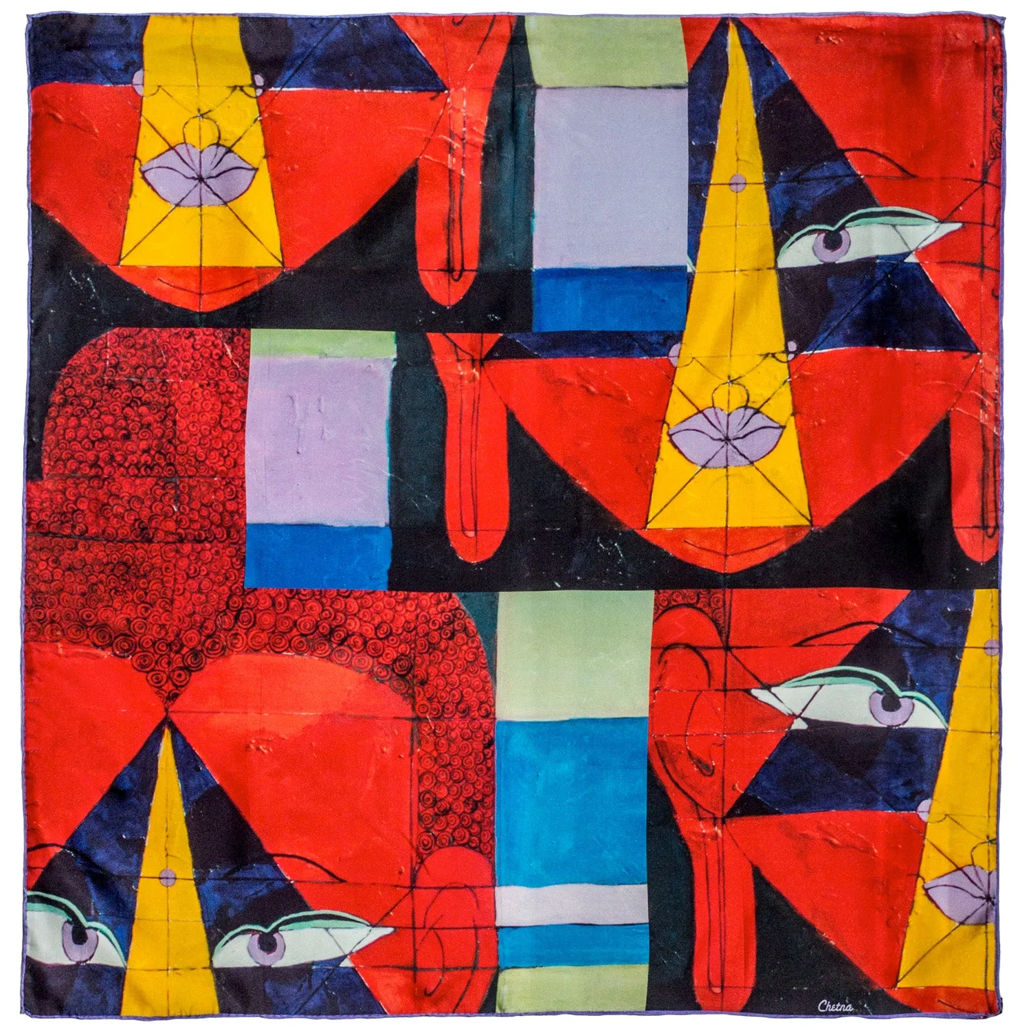 Abstract Buddha - Square Silk Scarf