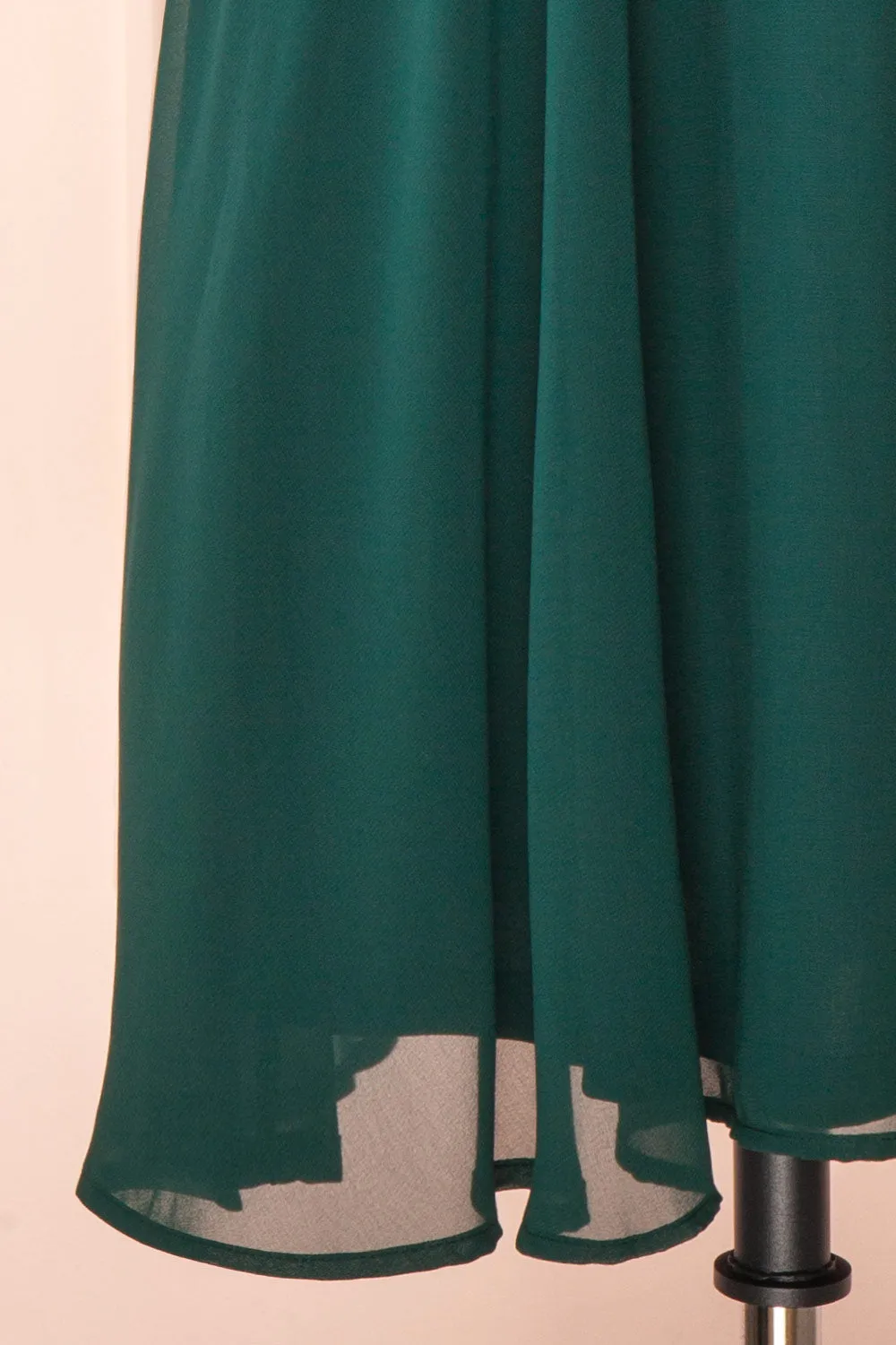 Adelie Green | V-Neck Chiffon Midi Dress
