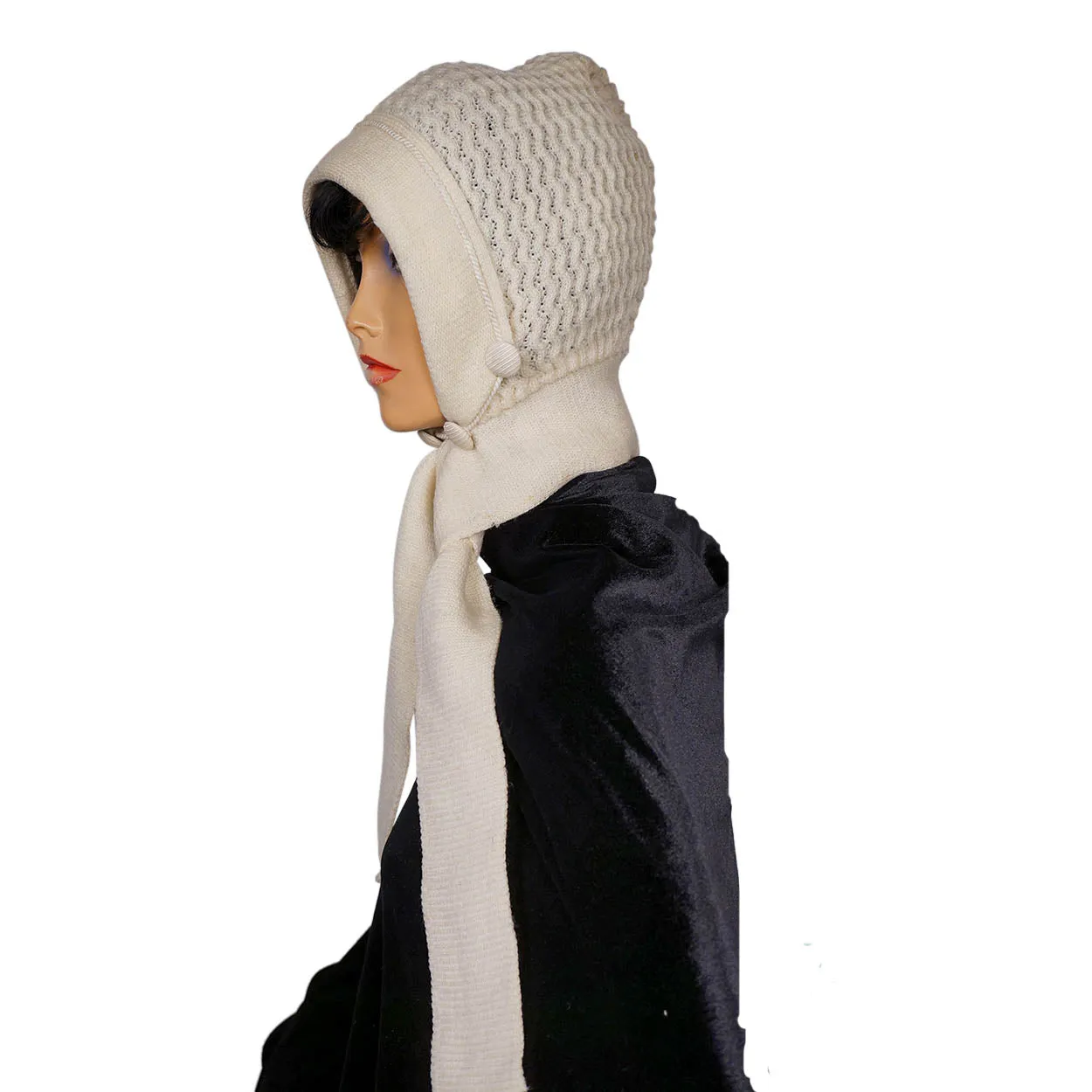 Antique Ladies Knitted Bonnet with Tie - ca 1910