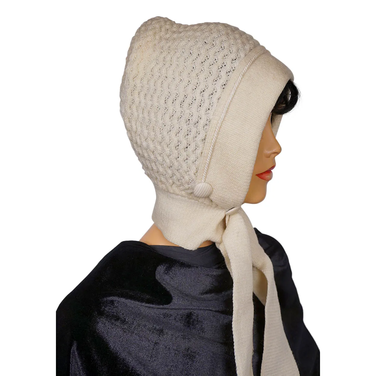 Antique Ladies Knitted Bonnet with Tie - ca 1910