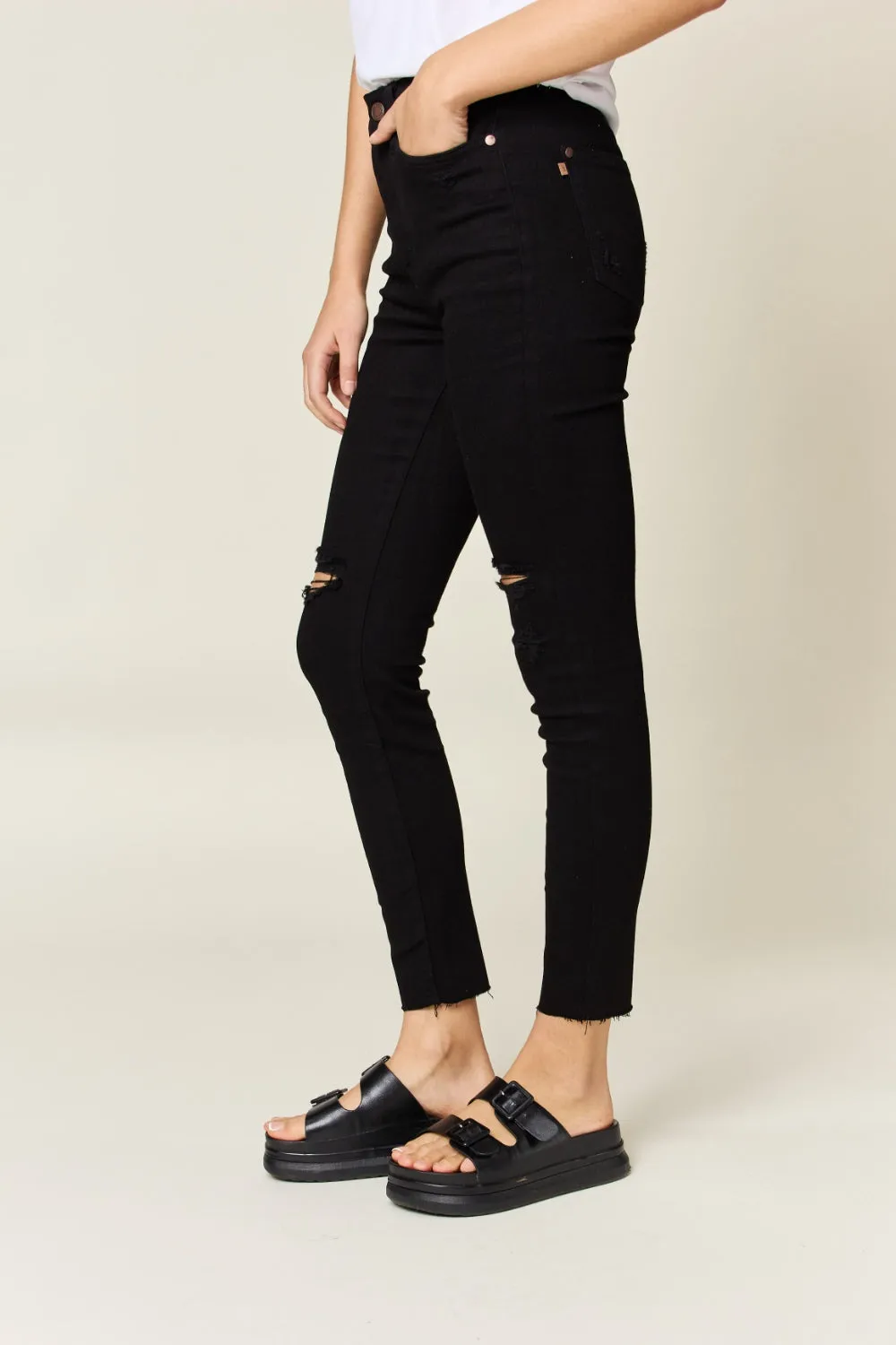 Anya Judy Blue Full Size Distressed TUMMY CONTROL High Waist Skinny Jeans