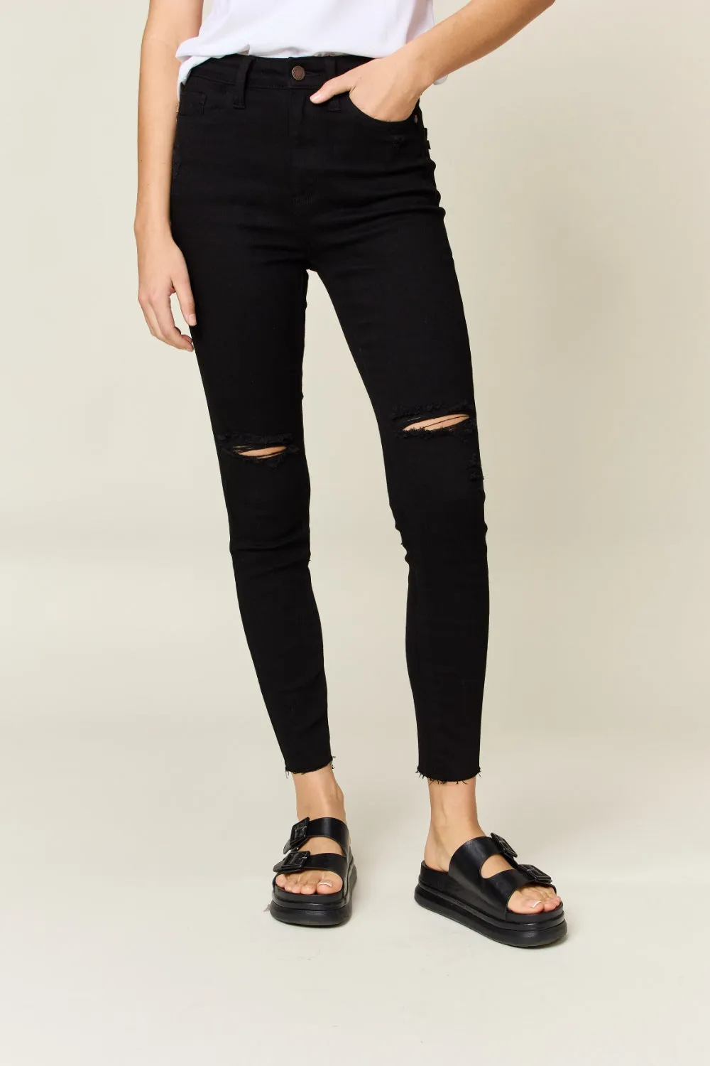 Anya Judy Blue Full Size Distressed TUMMY CONTROL High Waist Skinny Jeans