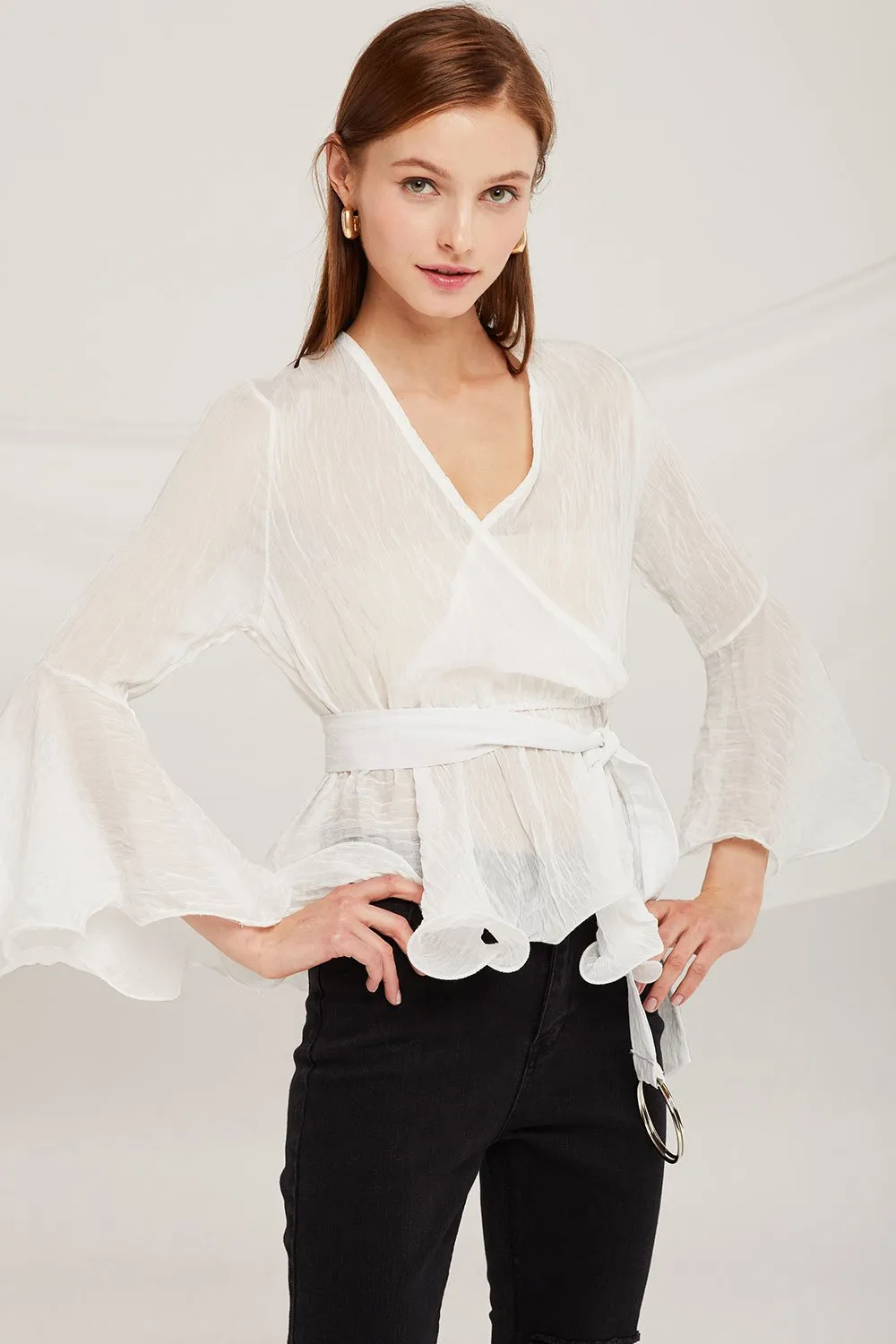 Aurora Swirly Chiffon Peplum Blouse