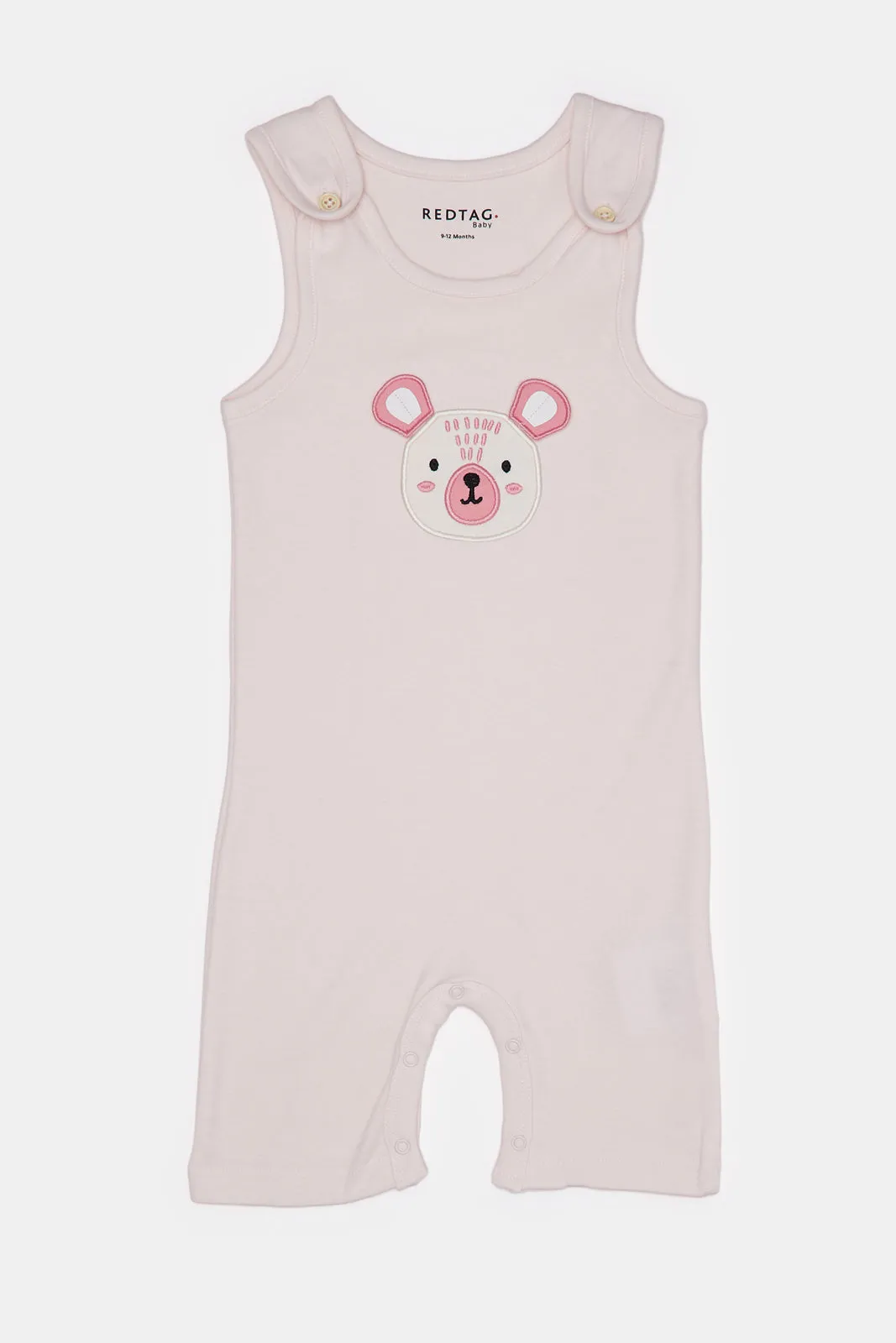 Baby Beige And White Printed Dungaree Set (2 Piece)