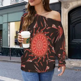 Batwing Long Sleeve Sweater Red Orange Glass