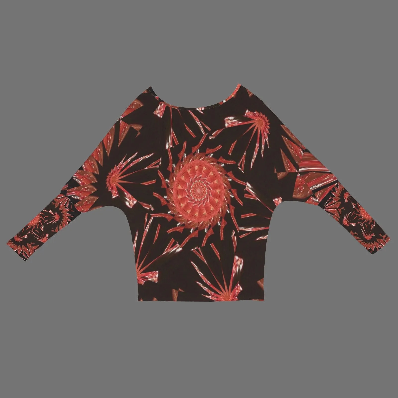 Batwing Long Sleeve Sweater Red Orange Glass