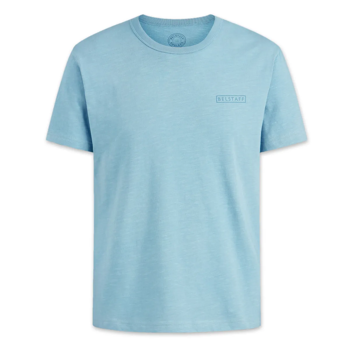 Stylish Belstaff Chalk Blue Bordered Graphic Tee