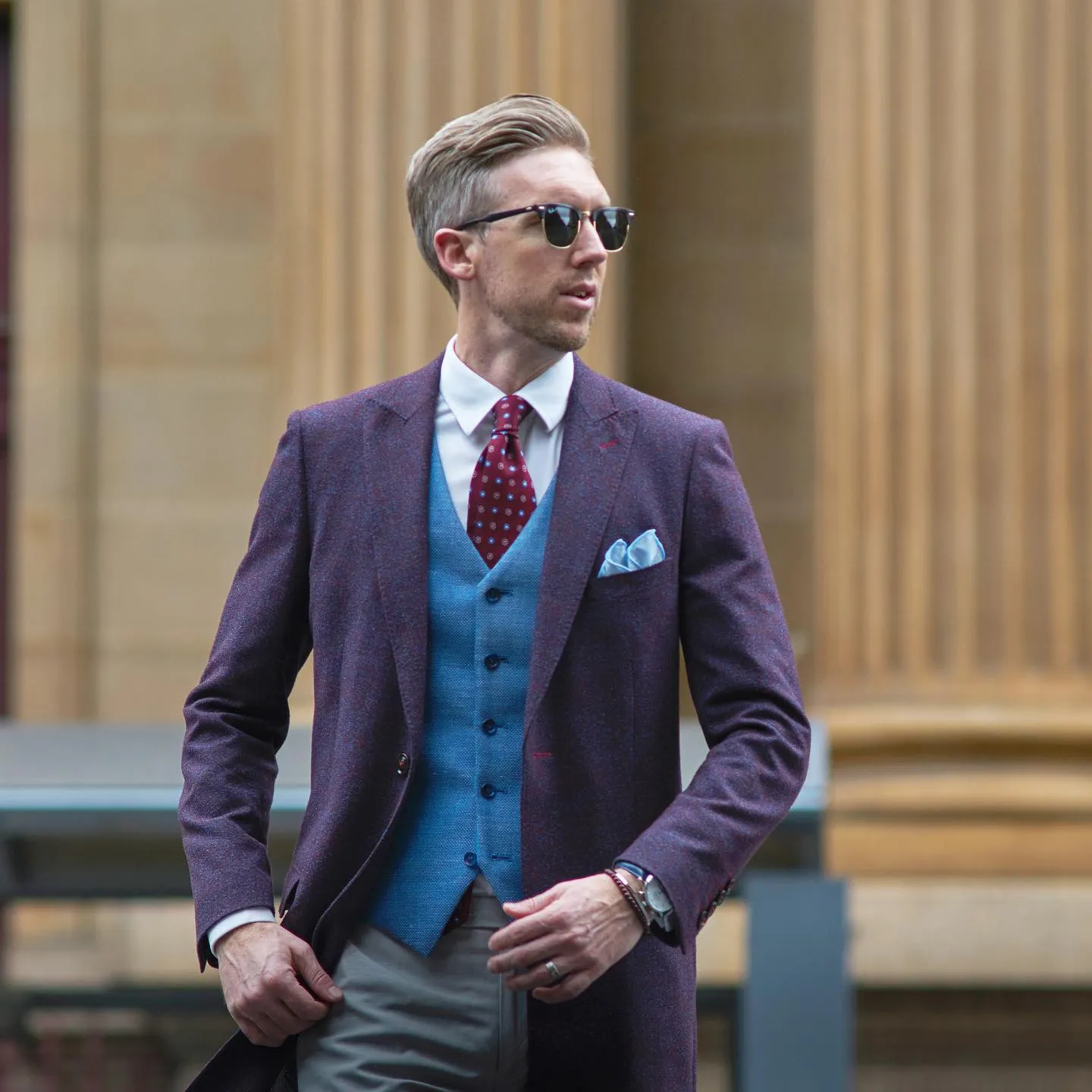 Berkshire Abstract Silk Tie, Burgundy / Blue