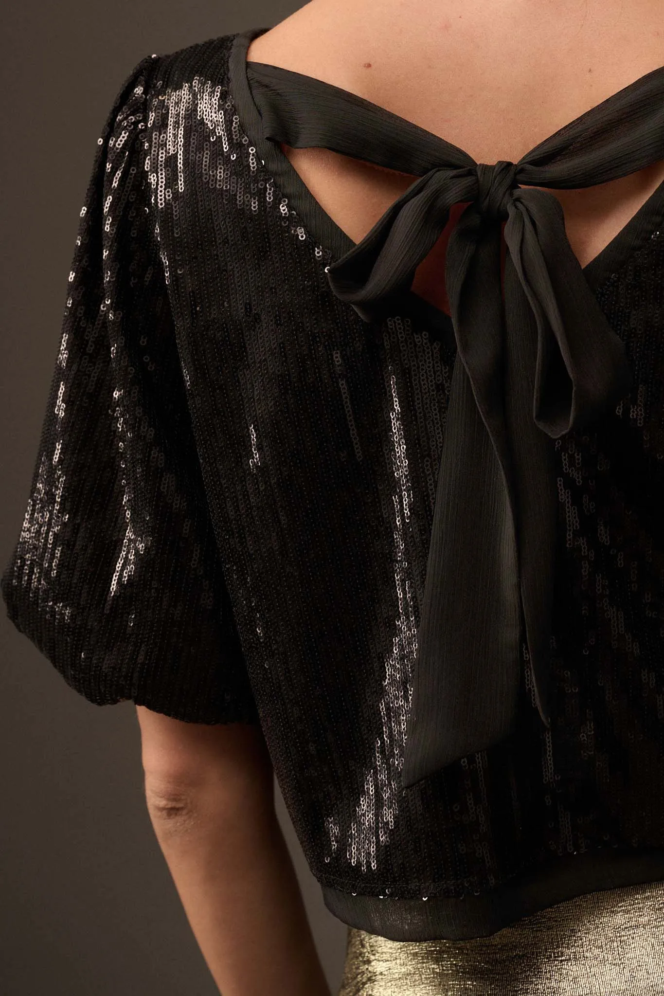 Best of My Love Sequin Puff-Sleeve Top