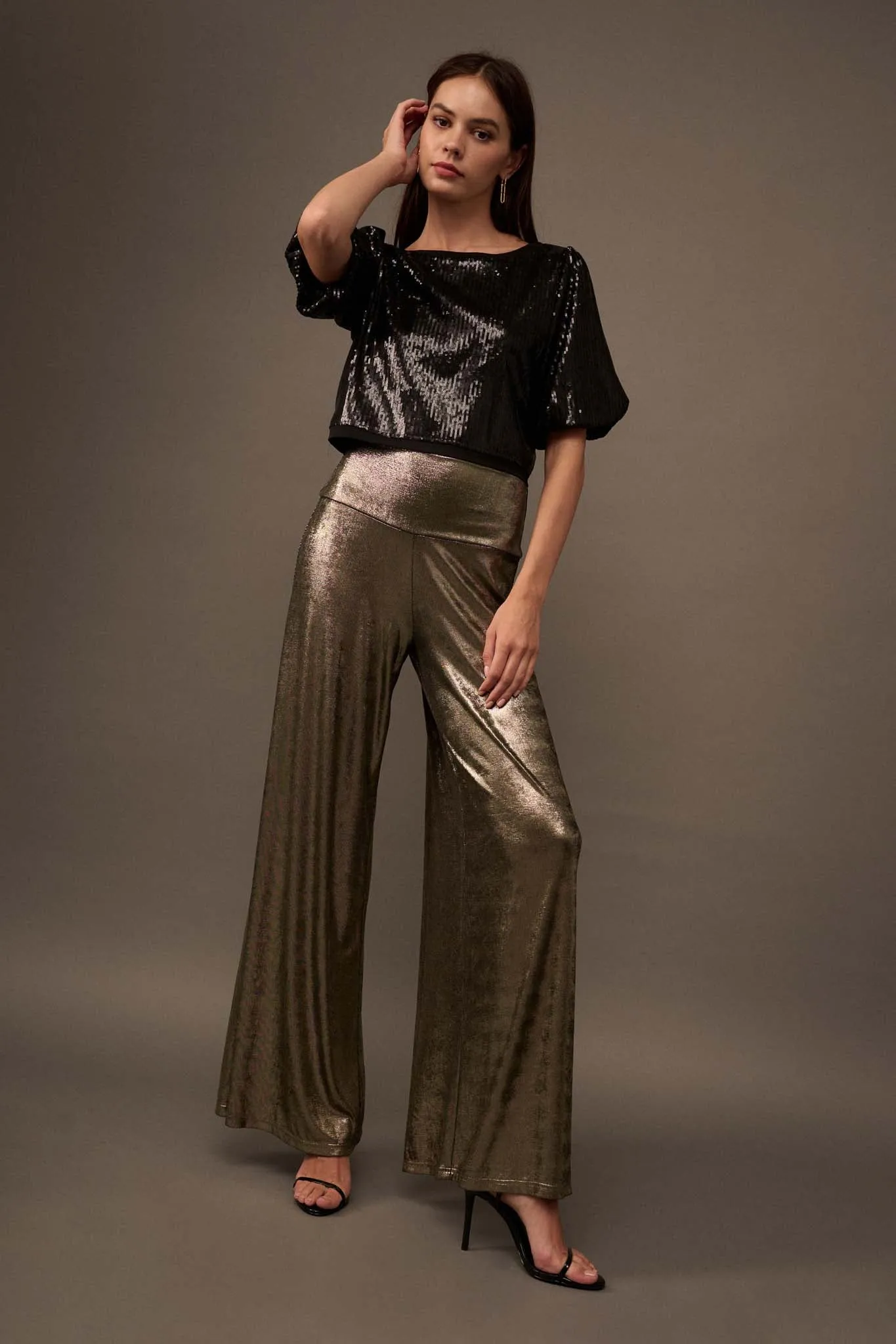 Best of My Love Sequin Puff-Sleeve Top