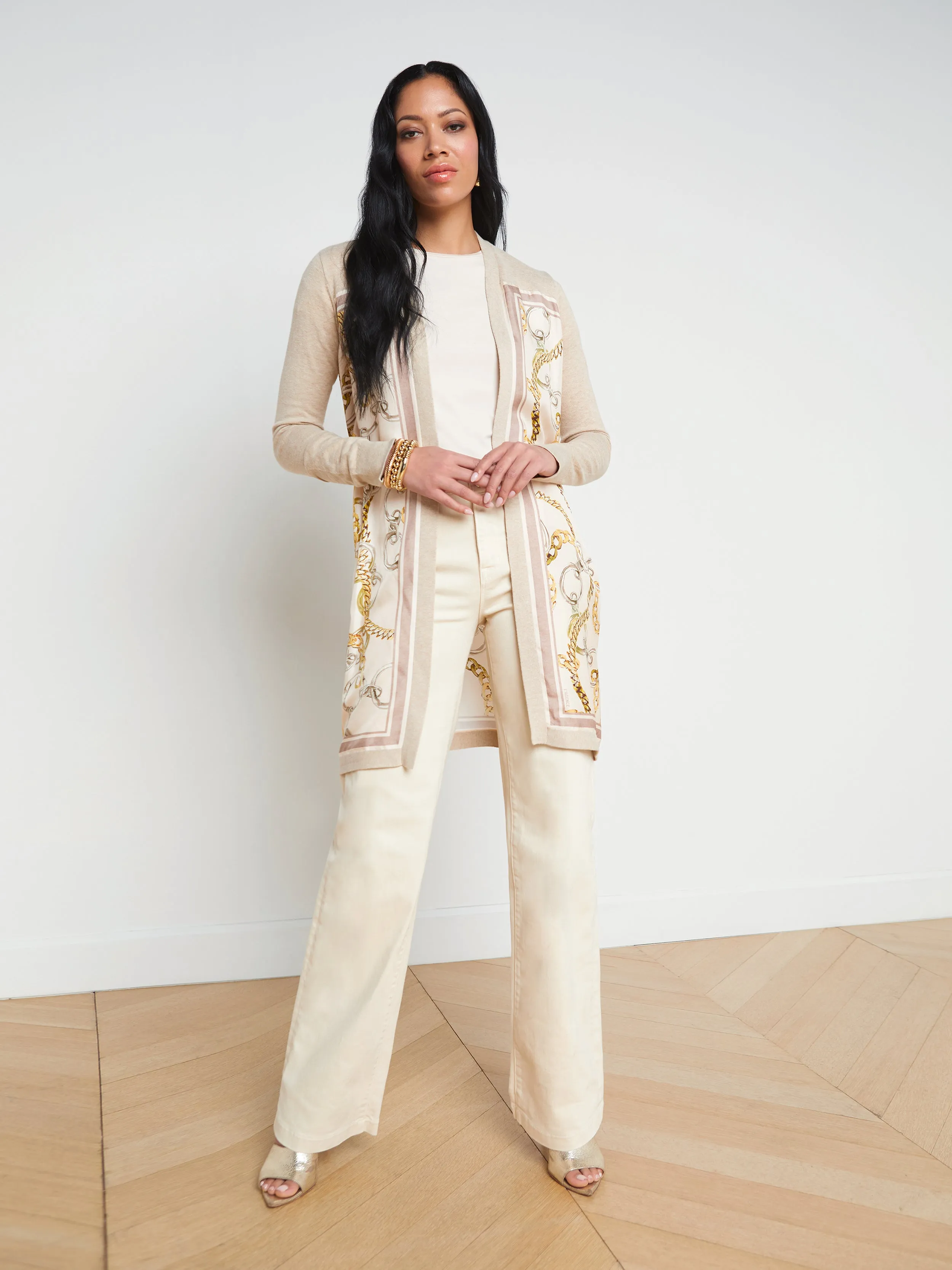 Elegant Beverly Silk Panel Detailed Cardigan