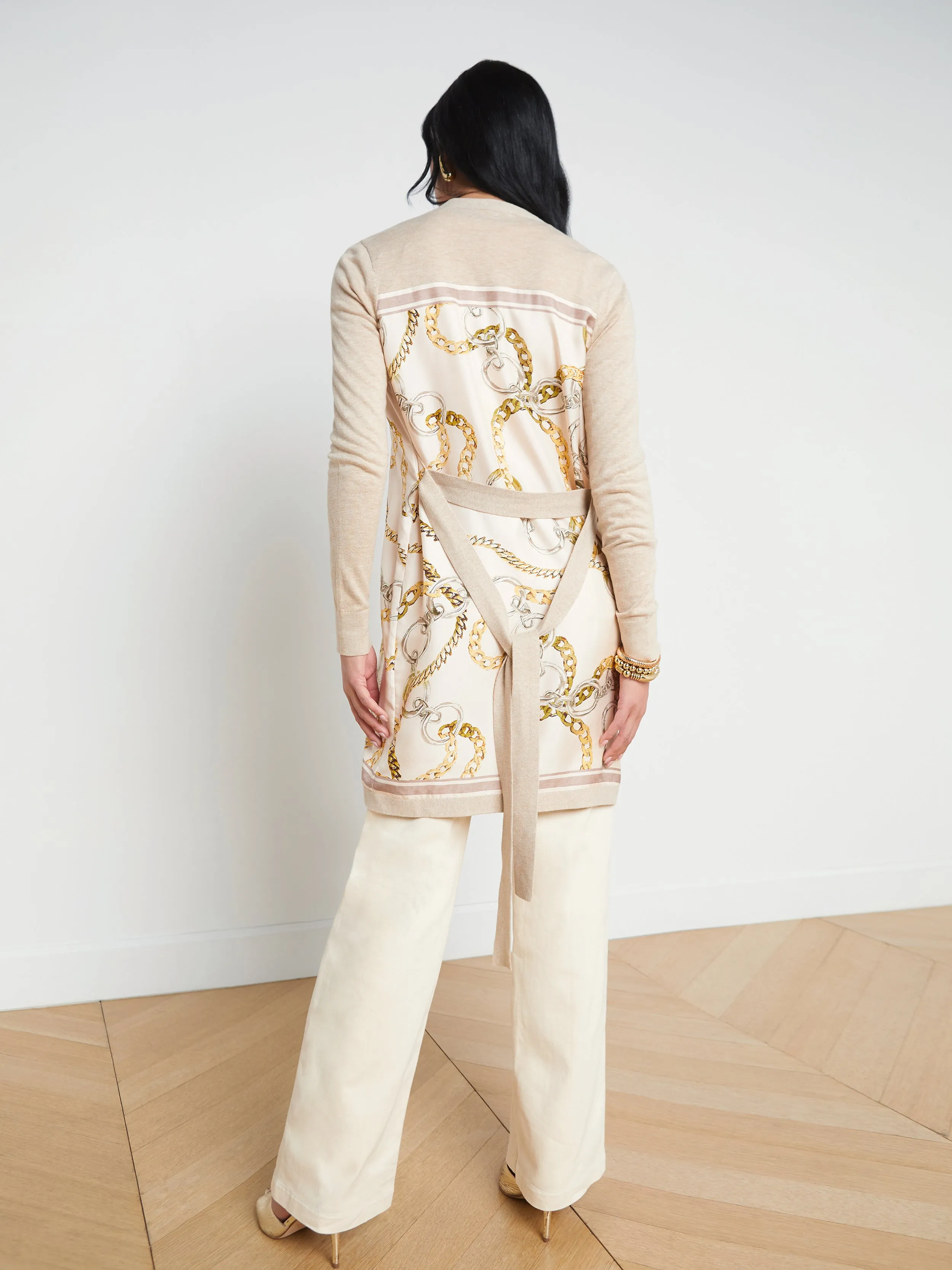 Elegant Beverly Silk Panel Detailed Cardigan