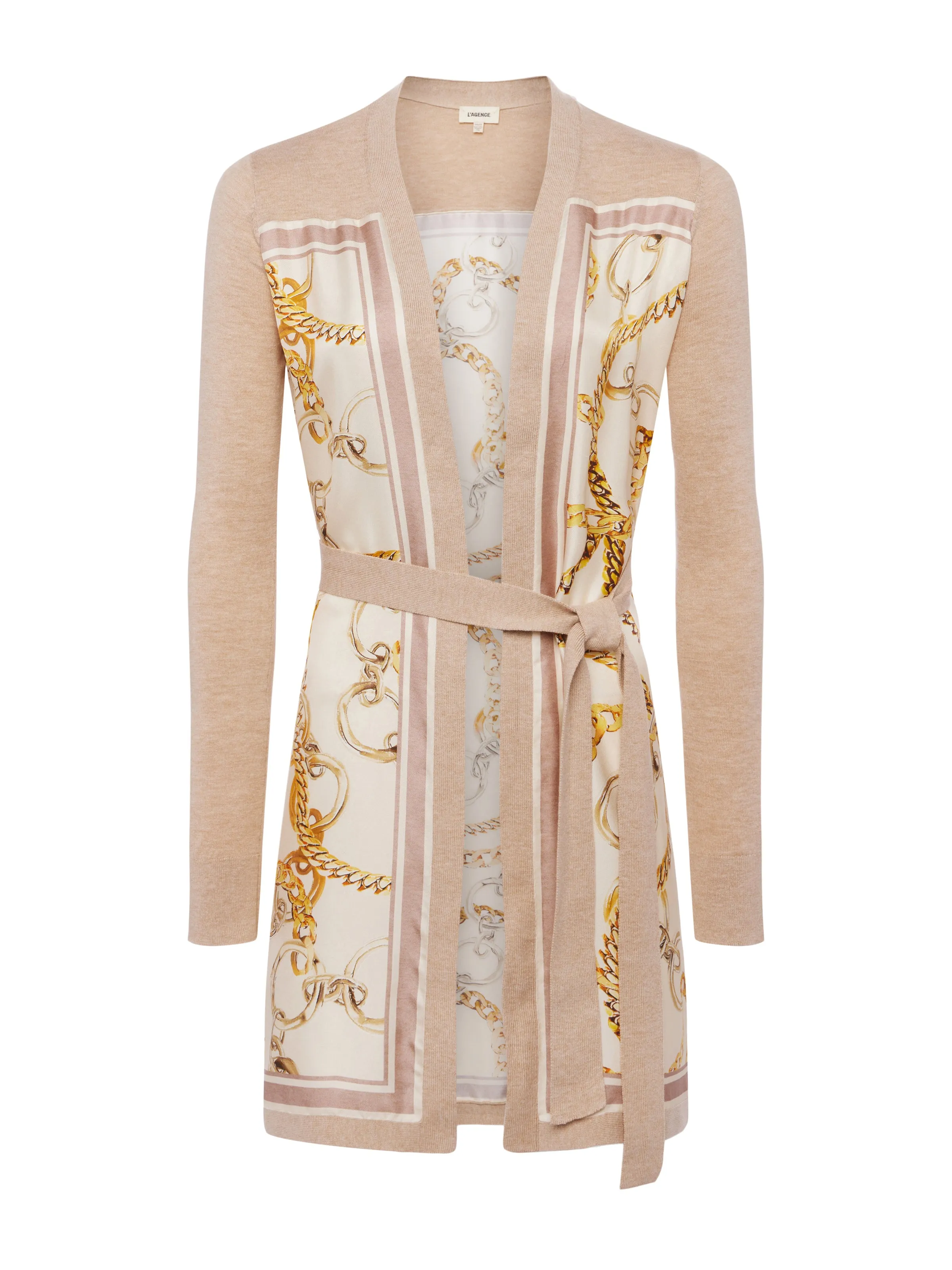 Elegant Beverly Silk Panel Detailed Cardigan