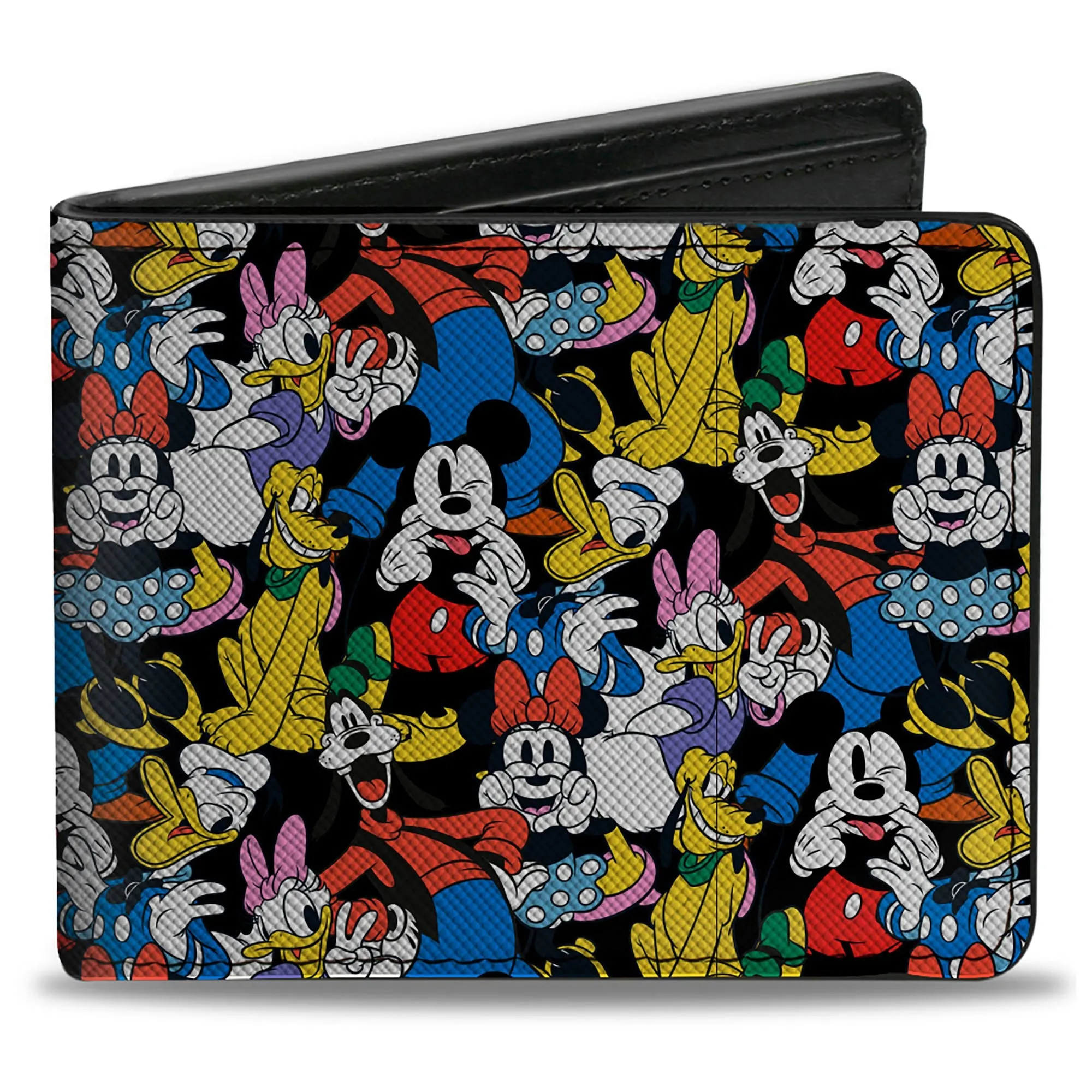 Bi-Fold Wallet - Disney Sensational Six Cute Poses Stacked Black by Buckle-Down