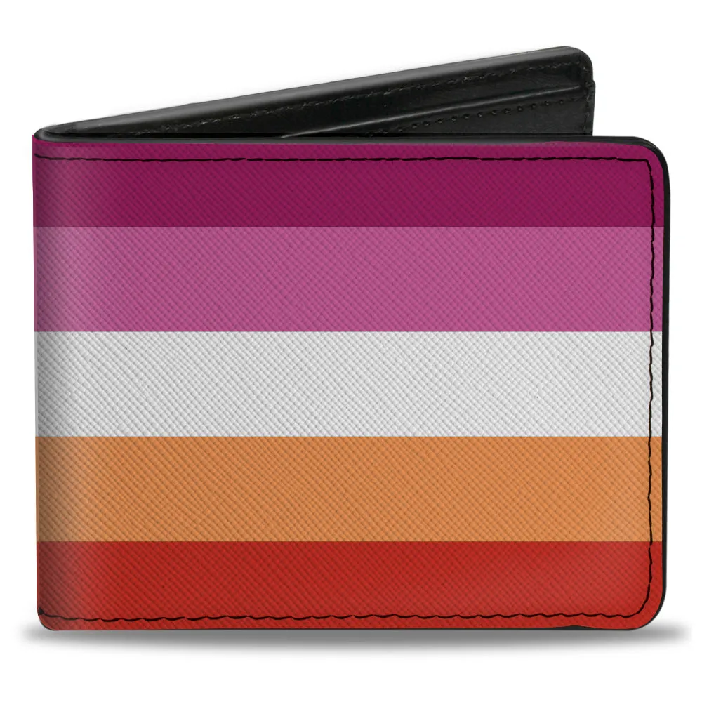 Bi-Fold Wallet - Flag Lesbian Five Stripe Oranges White Pinks by Buckle-Down