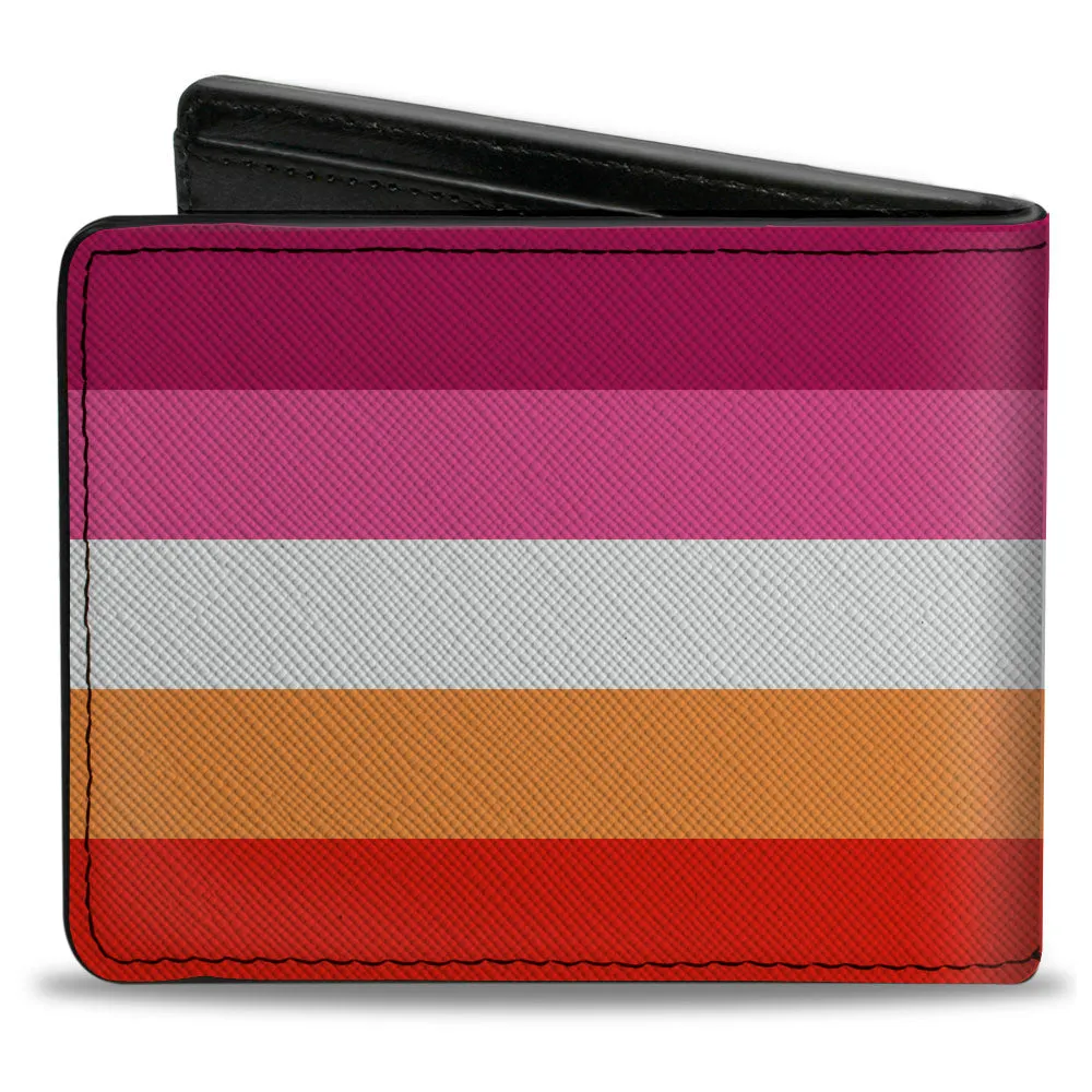 Bi-Fold Wallet - Flag Lesbian Five Stripe Oranges White Pinks by Buckle-Down