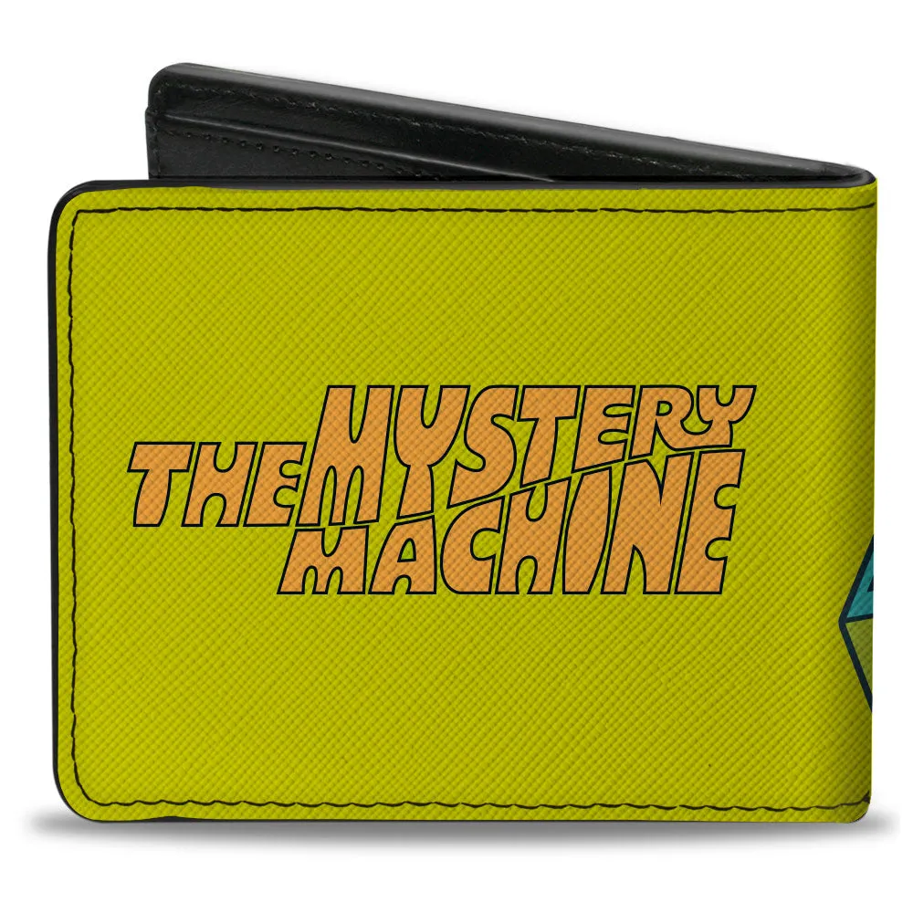 Bi-Fold Wallet - Scooby Doo Group Driving Mystery Machine Front Pose   Text Yellow by Buckle-Down