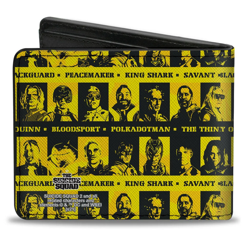 Bi-Fold Wallet - The Suicide Squad 2021 Character Caution Blocks Tape Yellows Black by Buckle-Down