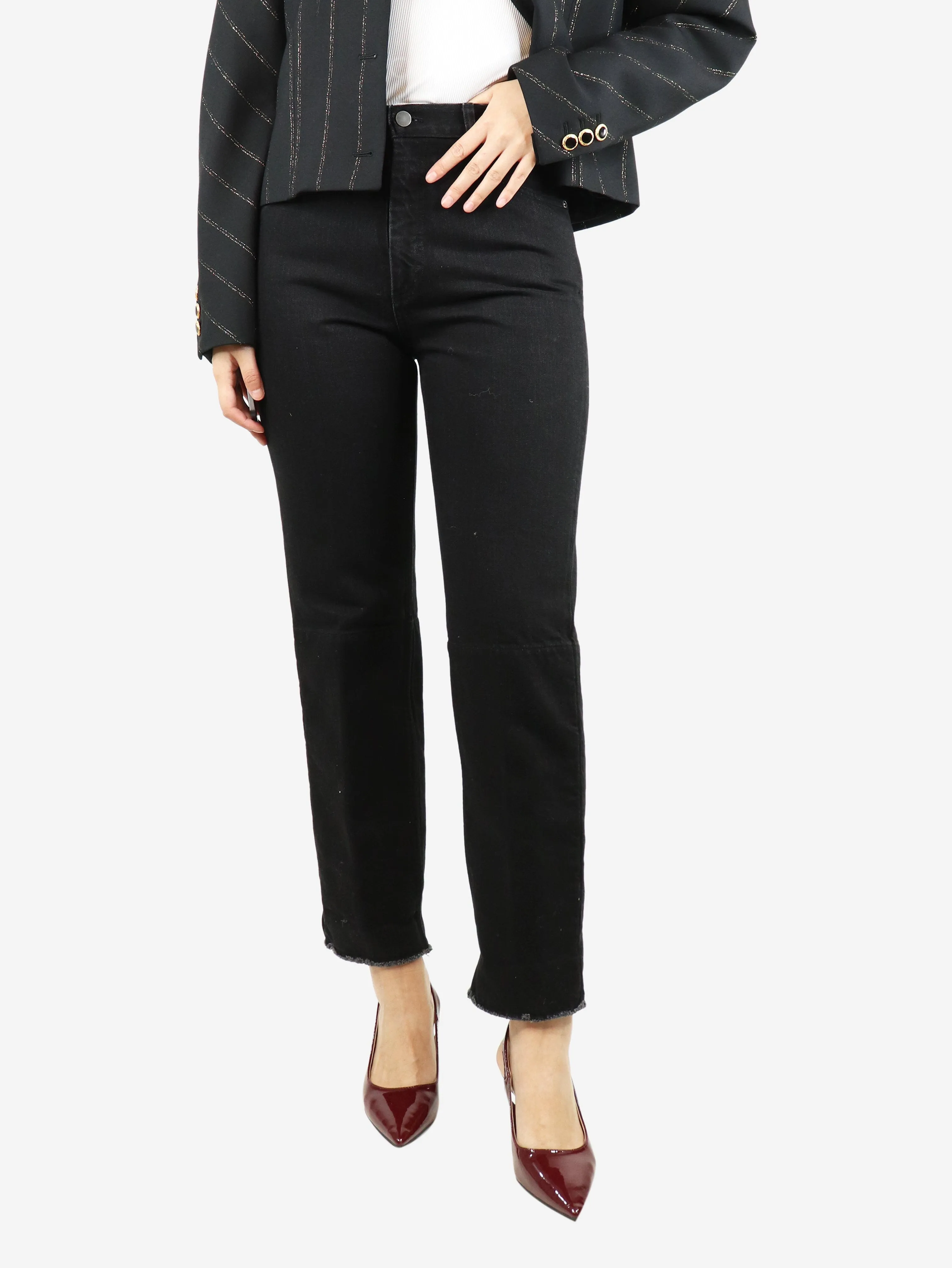 Black straight-leg jeans - size UK 10