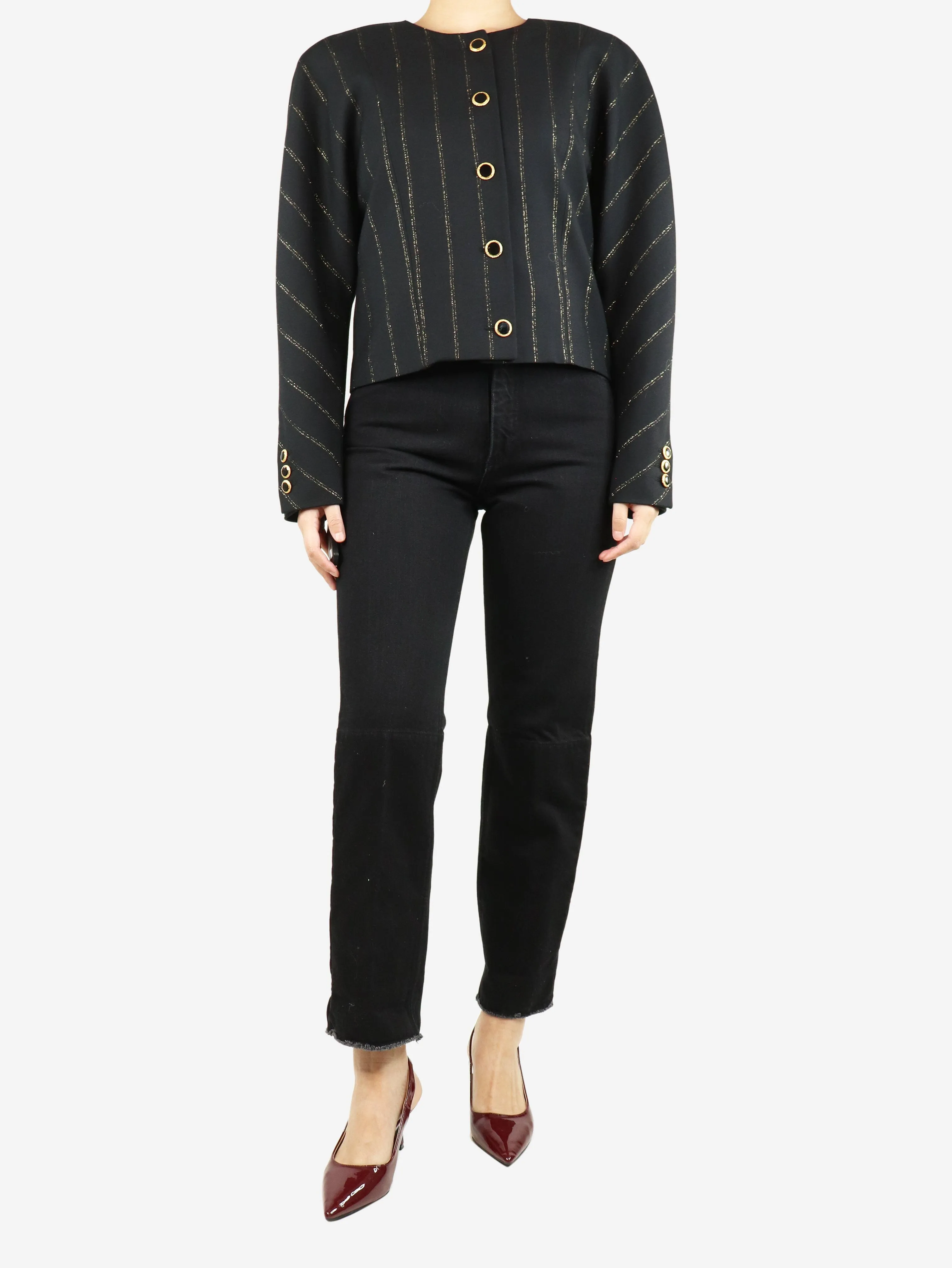Black straight-leg jeans - size UK 10
