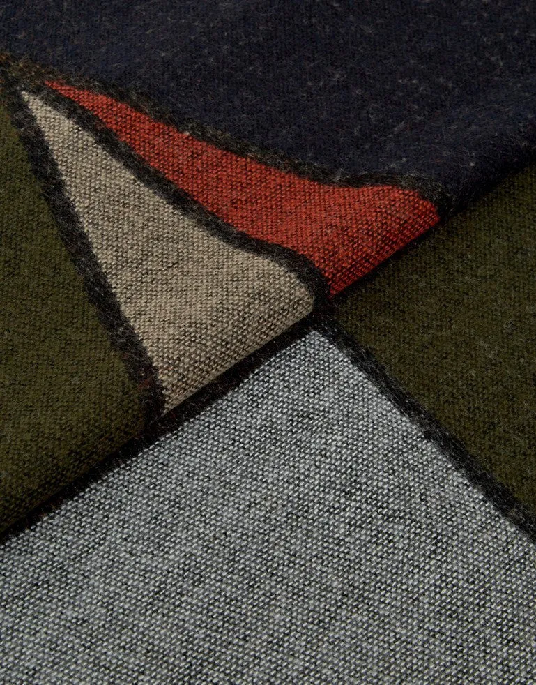 Blanket Scarf In Geometric Color Block