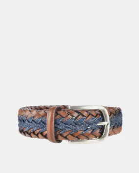Braided Denim   Leather Belt