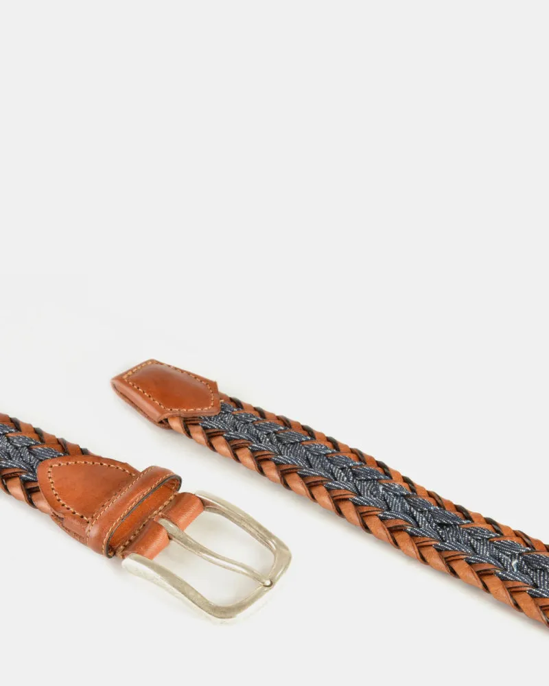 Braided Denim   Leather Belt