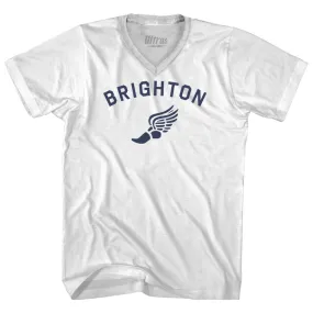 Brighton Running Track Winged Foot Adult Cotton V-neck T-shirt